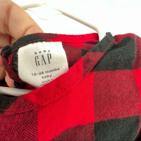 GAP Red and Black Buffalo Check Romper, 18 - 24mo - Picture 2 of 4